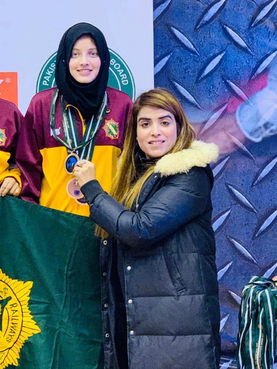 Yumna Binte Khalid on the podium for Pakistan Railways